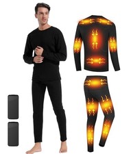 Men's Heated Thermal Underwear Set, Men's Winter Outdoor Sports Underwear wit...