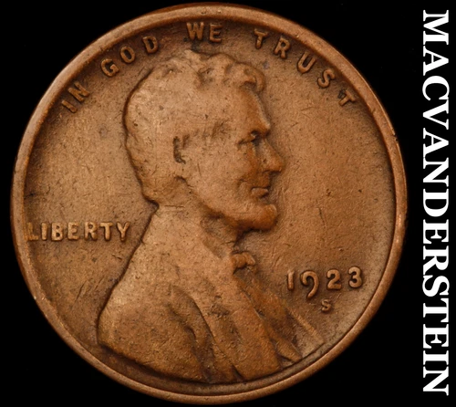 1923-S Lincoln Wheat Cent- Semi Key Better Date No Reserve #J5269