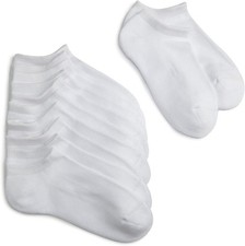 Jefferies Socks Big Boys' Seamless Toe Athletic Low Cut Pack of 6 White