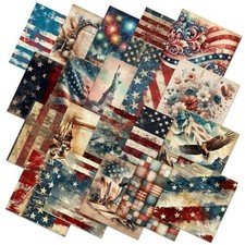 Hahafelt 80 Pcs 10''x10'' Patriotic Quilting Fabric Square Red Blue Vintage