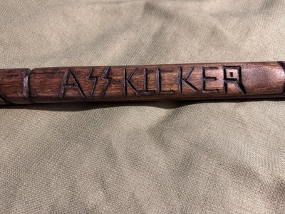 vintage  AZZ KICKER  SOLID WOOD WALKING STICK wooden HIKING TREKKING cane ASS