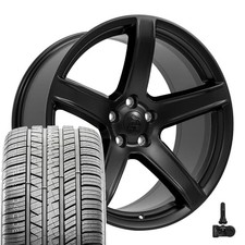 Dg22 20in Black Staggered Wheels Tires Set Fit Dodge Charger Challenger