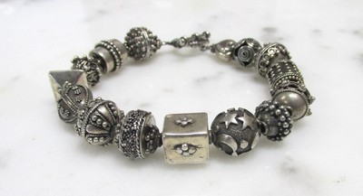 Chunky Style Sterling Silver Bracelet w/ Unique Ball/Beads ~ 40.8g ~ 1-G211