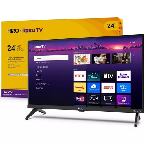 Hiro Roku 24" 720p HD Smart Flat Screen LED TV Dolby Audio for Streaming H24C2C4