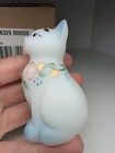 Fenton Cat/Kitten Satin White Glass, Hand Painted, Flowers With Box, MINT — photo 5