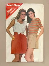1980's See&Sew Misses' Shorts Pattern 5044 Size 14-18 UNCUT