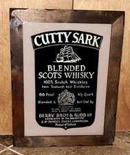 CUTTY SARK SCOTS WHISKEY SCOTCH MIRROR SIGN WOOD FRAME PUB BAR TAVERN 19" x 15"