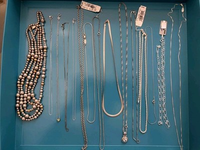 144g Nachlass Sterling Silber Schmuck 925 Halsketten Armbänder Gebrauchsspuren kein Schrott