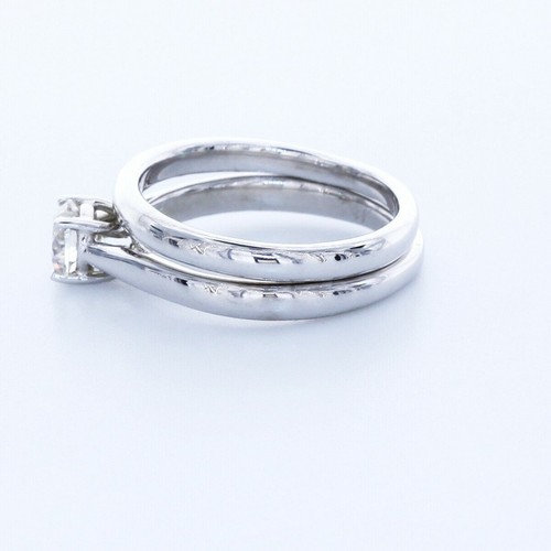 SET DA SPOSA SOLITARIO CLASSICO ORO BIANCO 18K TONDO DIAMANTE NATURALE 0,4 CT F/VS2 - Foto 4 di 5