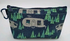 Thirty-One Gifts Clear Clip Pouch W/ Carabiner RV There Yet Print Vibrant Colors