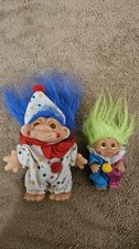 2 Vintage 1986 DAM  NORFIN CLOWN TROLL DOLLS -5"and 3" Very Good Condition