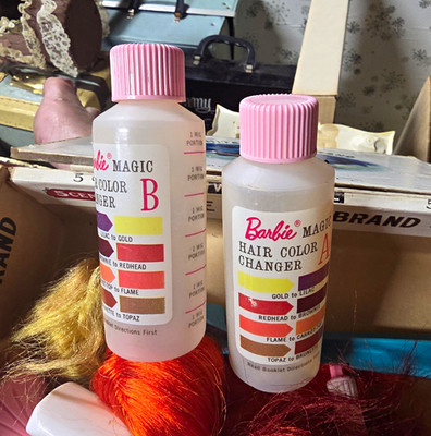 Barbie Magic Hair Color Changer Color Changing Bottles & Hair Pieces Lot