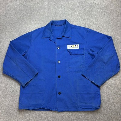 Französische Jacke Erwachsene Large blau Vintage Utility Workwear Canvas Haus...