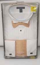 NEW Madison Black Tie Options Med White Wing Formal Shirt, Bow tie, Cummerbund