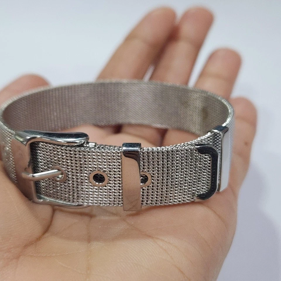 Pulsera HSN Belt Like Link 8" chapada en oro blanco 14K Foto 4 de 4