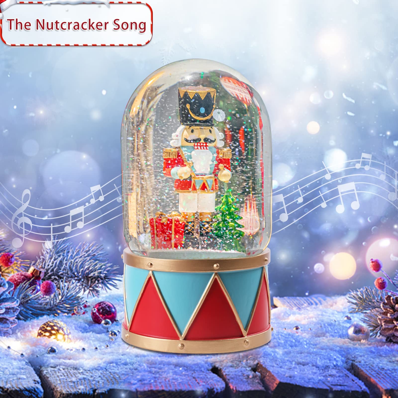 Christmas Snow Globes, Nutcracker Snow Globes with Music Lighted Swirling Gli...