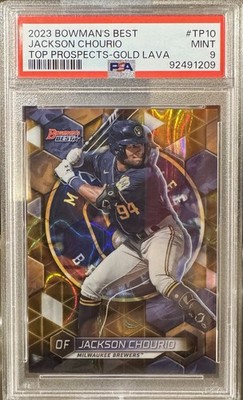 2023 Bowman's Best Jackson Chourio Gold Lava Refractor TP-10 /75 PSA 9