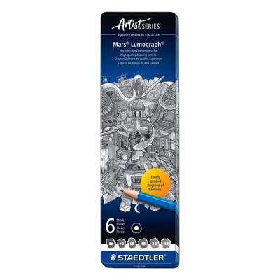 Staedtler Lumograph 6~Piece Graphite Drawing Pencils in Tin