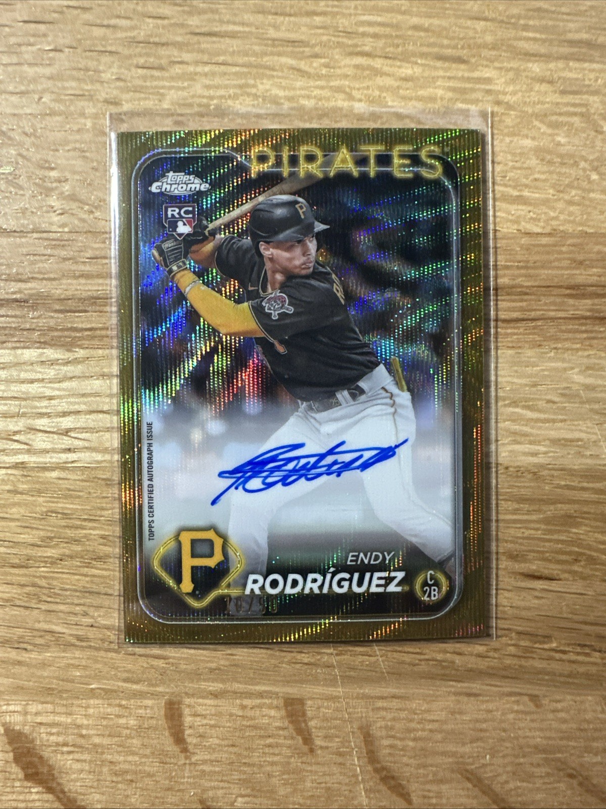 2024 Topps Chrome Gold Wave Refractor /50 Endy Rodriguez Auto RC #RA-ER Pirates