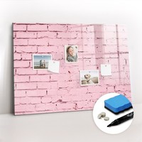 Glas Magnetboard Mit Schwamm Marker Magneten Set BüRo Ziegelwand 100X70 Cm