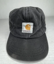 Vintage Carhartt Insulated Ear Flap Trapper Hat Cap Black Small