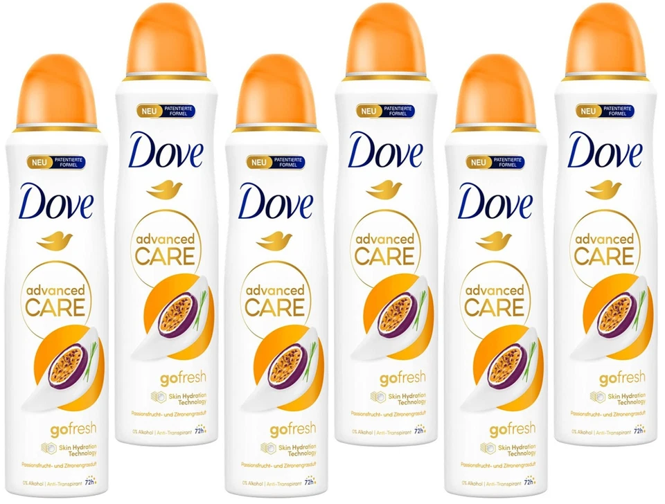 6x Dove Advanced Care Deo-Spray go fresh Passionsfrucht & Zitronengrasduft,150ml