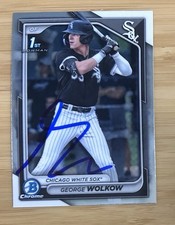 GEORGE WOLKOW SIGNED AUTO 2024 BOWMAN CHROME 1ST ROOKIE CARD CHICAGO WHITE SOX