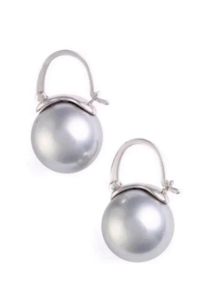 Hermosos pendientes de perlas de plata para mujer regalo Foto 3 de 3