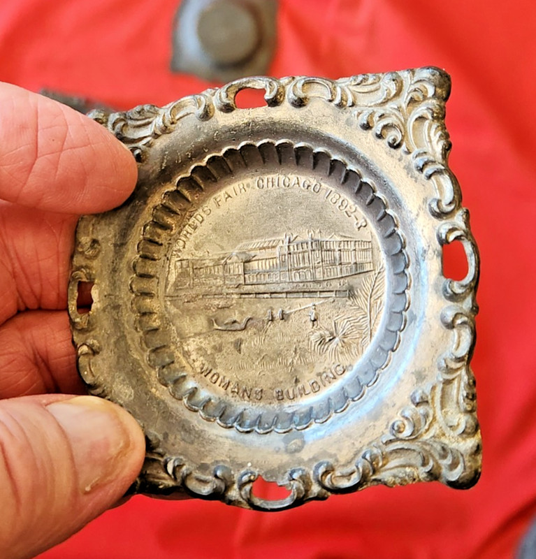 4 Stamped Iron Coasters each with a 1893 World's Columbian Exposition Building