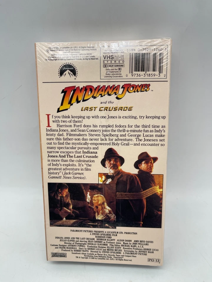 2 INDIANA JONES Movies on VHS TEMPLE OF DOOM & LAST CRUSADE Free Ship New Sealed - Image 4 of 4