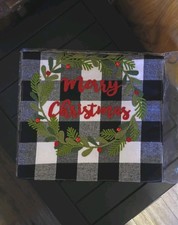 NWT Black Buffalo Plaid Merry Christmas Table Runner, Winter 13x70 BLACK WHITE