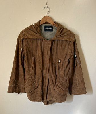 MAX&Co. Brown Suede Leather Jacket 3/4 Sleeve Size US Women's 6