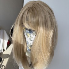 Heat Resistant Hair Dress Up Wigs With Bangs Straight Mixed blonde
