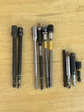 Lot Of 10 Drill Extension Bit Set Steel Hex Shaft Adapter Assorted Sizes DEWALT