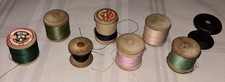 8 x Vintage Sylko Dewhurst cotton reels wooden pre 1970