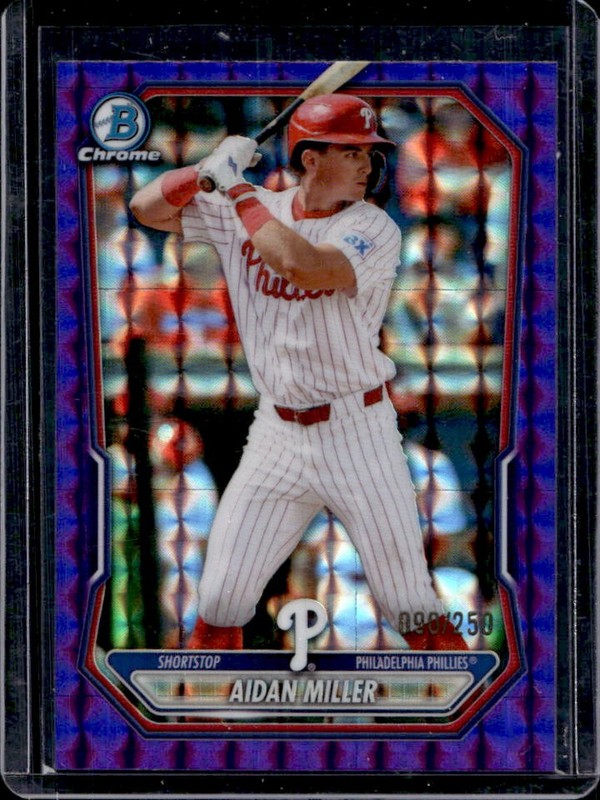 2026 Bowman Aidan Miller Chrome Prospects Purple Geometric Refractor #/250