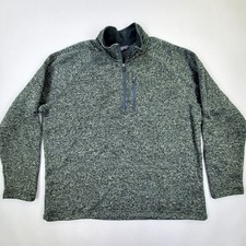 Eddie Bauer Better Sweater Mens Medium Green 1/4 Zip Mock Neck Henley Pullover