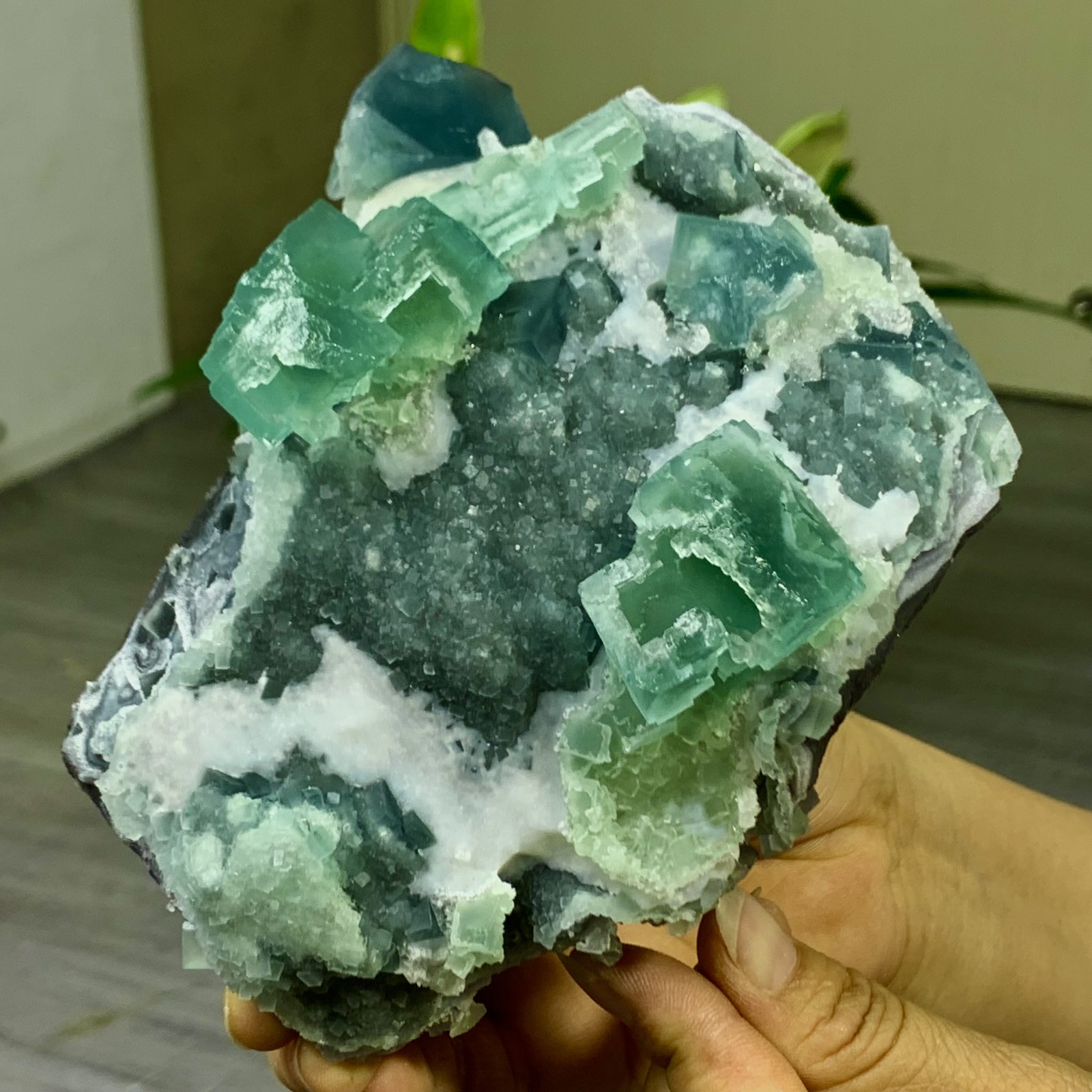 1.74LB Rare Transparent Green Cubic Fluorite Crystal Specimen from China