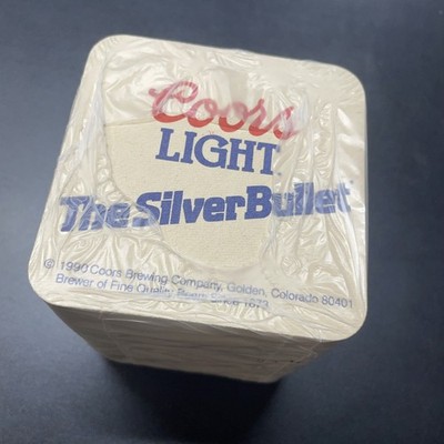 Vintage Coors Light Beer The Silver Bullet Coasters ~100 Rare 1990 3.5x3.5