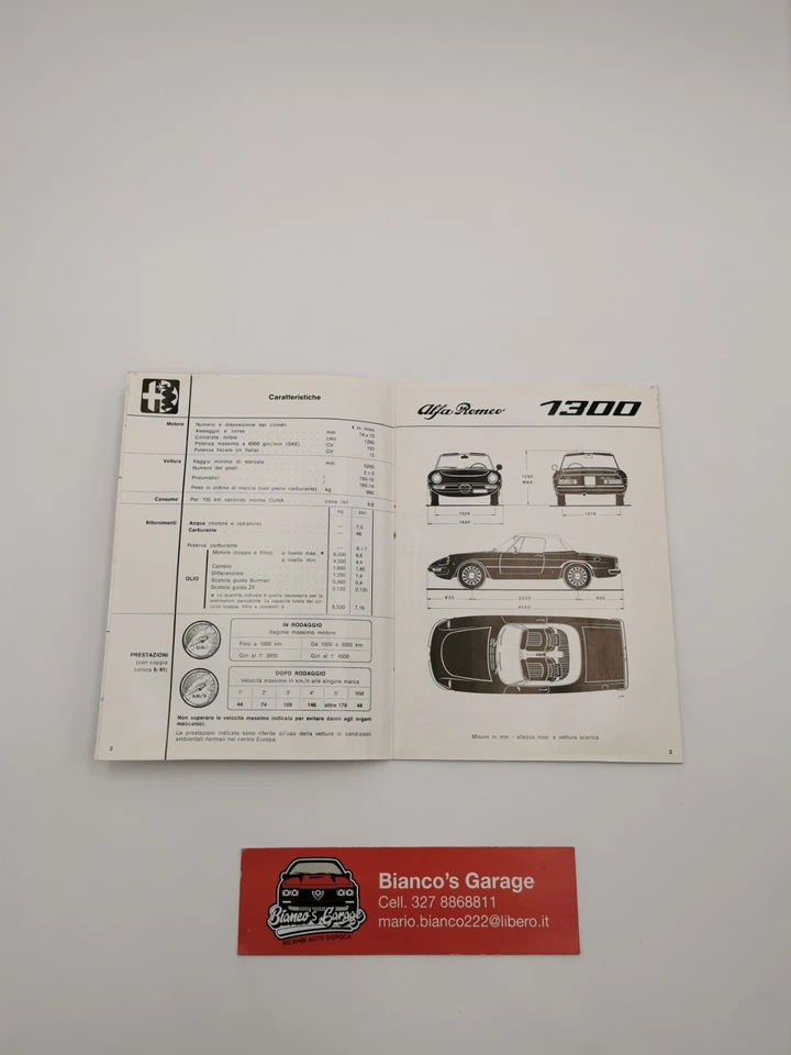 Libretto uso e manutenzione Alfa Romeo Spider 1300 Junior - Immagine 3 di 4