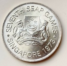 Singapore 5 Dollar 1973 Southeast Asian Games 25g 0.5 Silver Coin Km.10