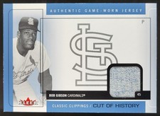 2005 Fleer Classic Clippings Bob Gibson Cut of History Single Jersey Blue JV2