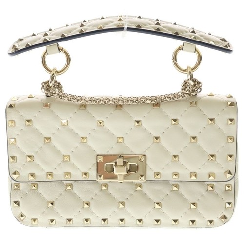 Valentino Garavani Rockstud Spike Flap Shoulder Bag Leather CrossBody Ivory