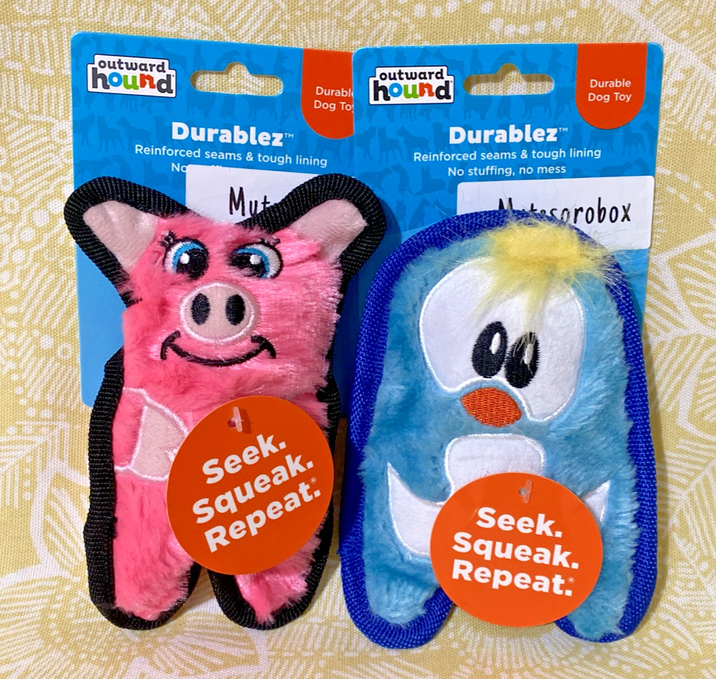 Outward Hound 2-Pack XS DURABLEZ PIG & PENGUIN Squeaky Dog Toy -FREE SHIPPING-