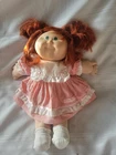 Cabbage Patch Kids Auburn Cornsilk Green Eyes HTF Velveteen Dress, Grip Hand