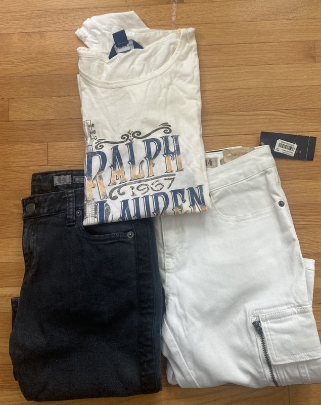 RALPH LAUREN Girls 3 Pc Lot DESIGNER JEANS Ivory, BLACK, Top Size 14 EUC & NWT!