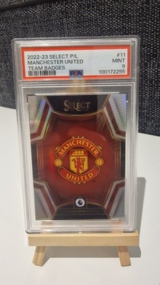 2022-23 Panini Select Soccer Team Logo Badge Silver SSP Manchester United PSA 9
