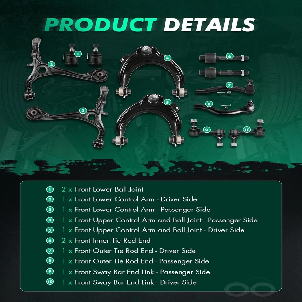 Kit de suspensión delantera 12 piezas para Honda Accord 2003 04-2007 cupé 2,4 L sedán Foto 3 de 4