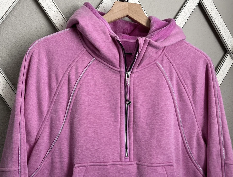 Sudadera con capucha corta de felpa Lululemon para mujer M/L buceo de gran tamaño media cremallera - rosa Foto 2 de 4