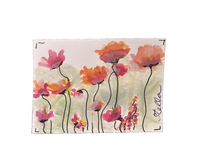 ACEO original art cards 2.5'' x 3.5'' New 'Poppies in Bloom'  Colorado June 2026